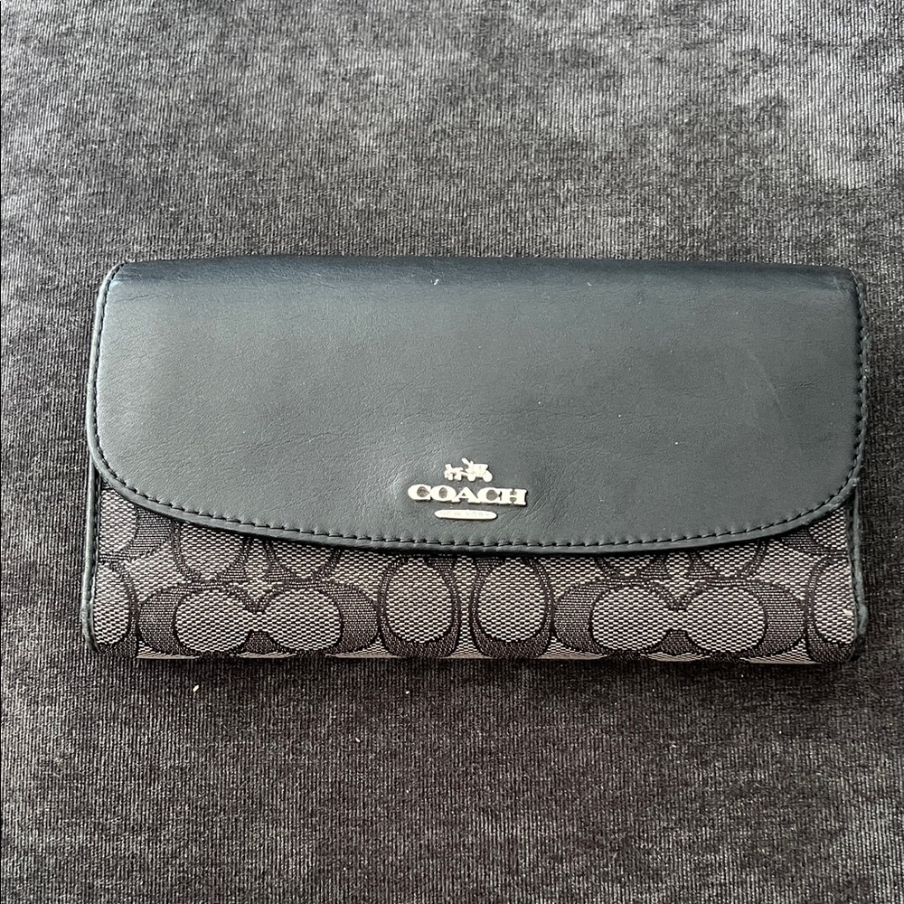 Coach Signature Black and Gray Wallet